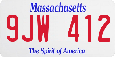 MA license plate 9JW412