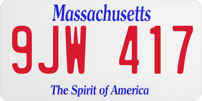 MA license plate 9JW417