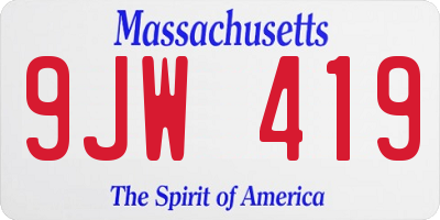 MA license plate 9JW419