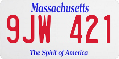 MA license plate 9JW421