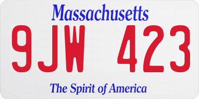 MA license plate 9JW423