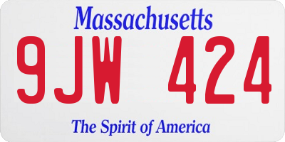 MA license plate 9JW424