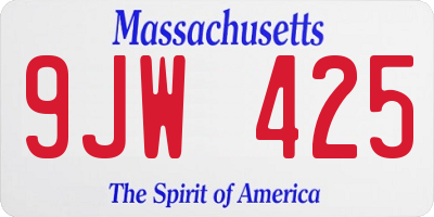 MA license plate 9JW425