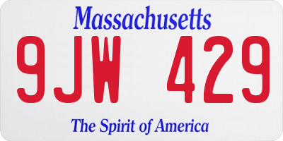 MA license plate 9JW429
