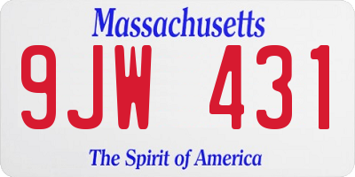 MA license plate 9JW431