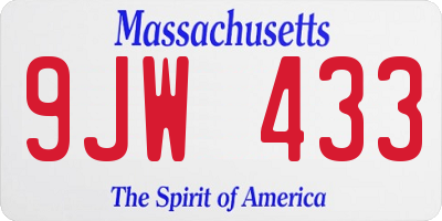 MA license plate 9JW433