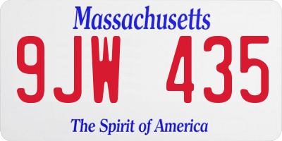 MA license plate 9JW435