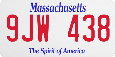 MA license plate 9JW438