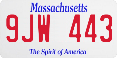 MA license plate 9JW443