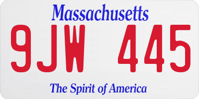 MA license plate 9JW445
