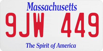 MA license plate 9JW449