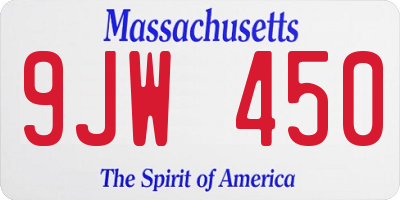 MA license plate 9JW450