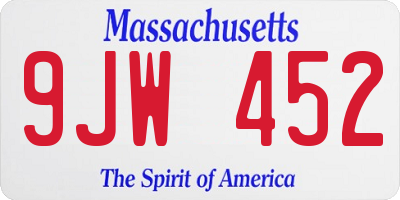 MA license plate 9JW452