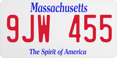 MA license plate 9JW455