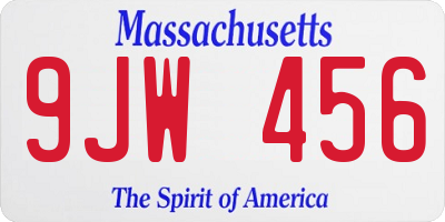 MA license plate 9JW456