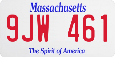 MA license plate 9JW461
