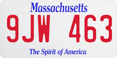 MA license plate 9JW463