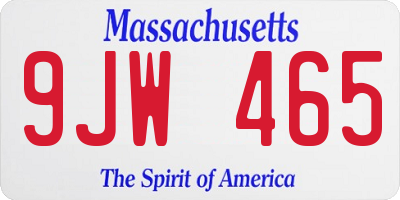 MA license plate 9JW465