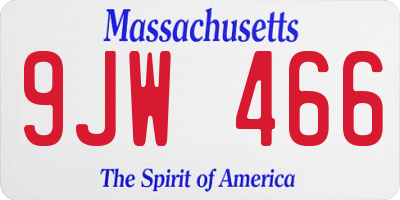 MA license plate 9JW466