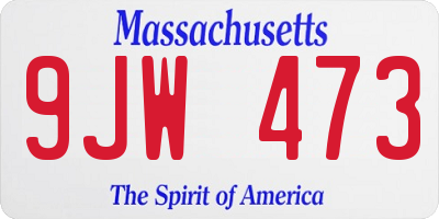 MA license plate 9JW473