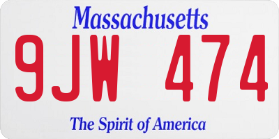 MA license plate 9JW474