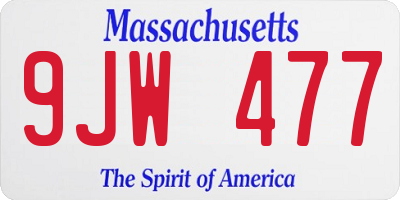 MA license plate 9JW477