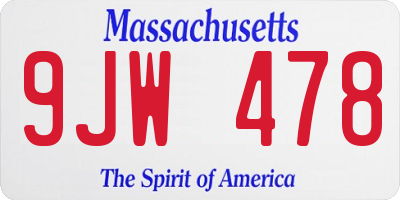 MA license plate 9JW478
