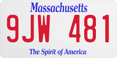 MA license plate 9JW481