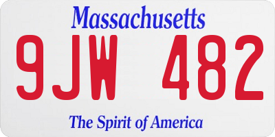 MA license plate 9JW482