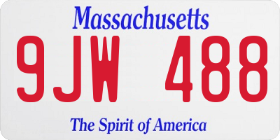 MA license plate 9JW488