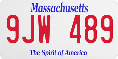 MA license plate 9JW489