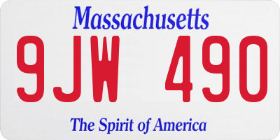 MA license plate 9JW490