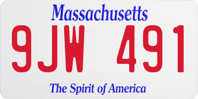MA license plate 9JW491