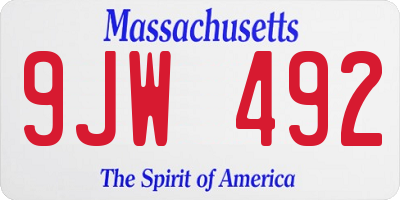 MA license plate 9JW492