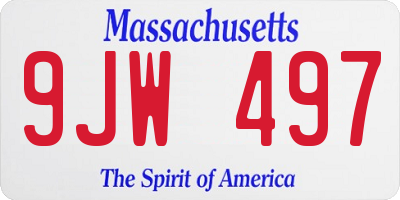 MA license plate 9JW497
