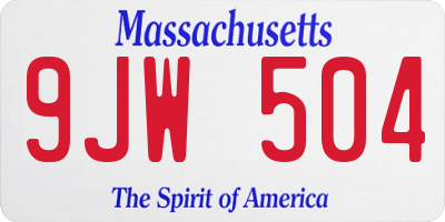 MA license plate 9JW504