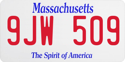 MA license plate 9JW509