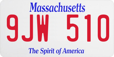 MA license plate 9JW510