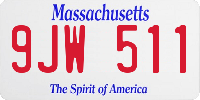MA license plate 9JW511