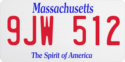 MA license plate 9JW512