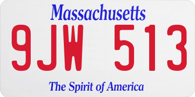 MA license plate 9JW513