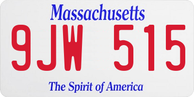 MA license plate 9JW515