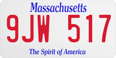 MA license plate 9JW517