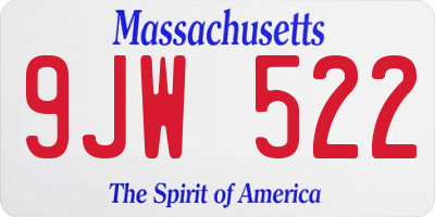 MA license plate 9JW522