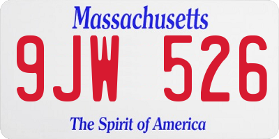 MA license plate 9JW526