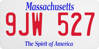 MA license plate 9JW527