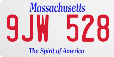 MA license plate 9JW528