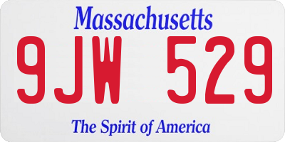 MA license plate 9JW529