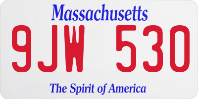 MA license plate 9JW530