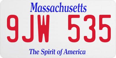 MA license plate 9JW535